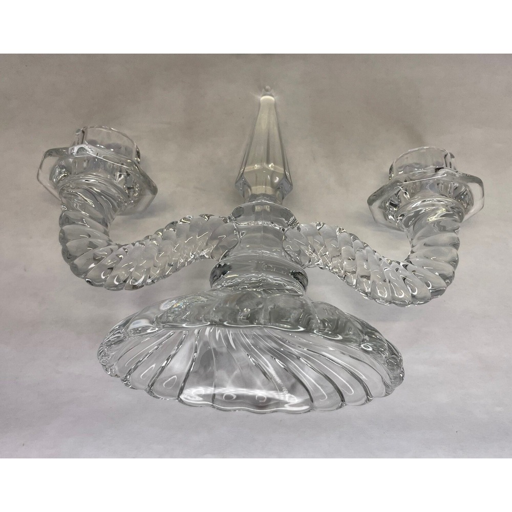 Fostoria Colony Crystal Double Candlesticks 6½"Tall With Center Sphere 8½" Wide - Picture 7 of 11